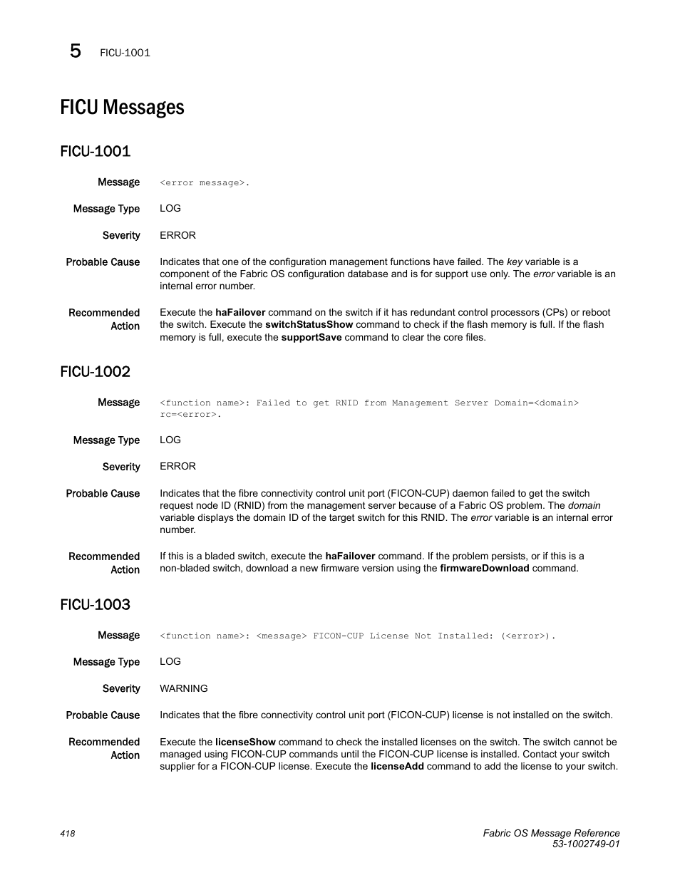 Ficu messages, Ficu-1001, Ficu-1002 | Ficu-1003 | Dell POWEREDGE M1000E User Manual | Page 440 / 934