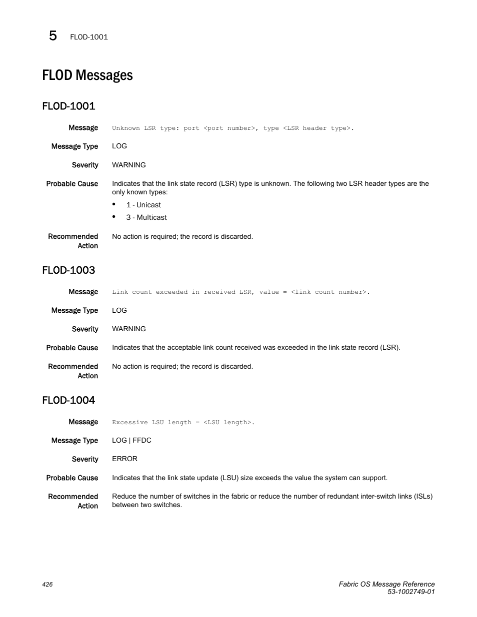 Flod messages, Flod-1001, Flod-1003 | Flod-1004 | Dell POWEREDGE M1000E User Manual | Page 448 / 934