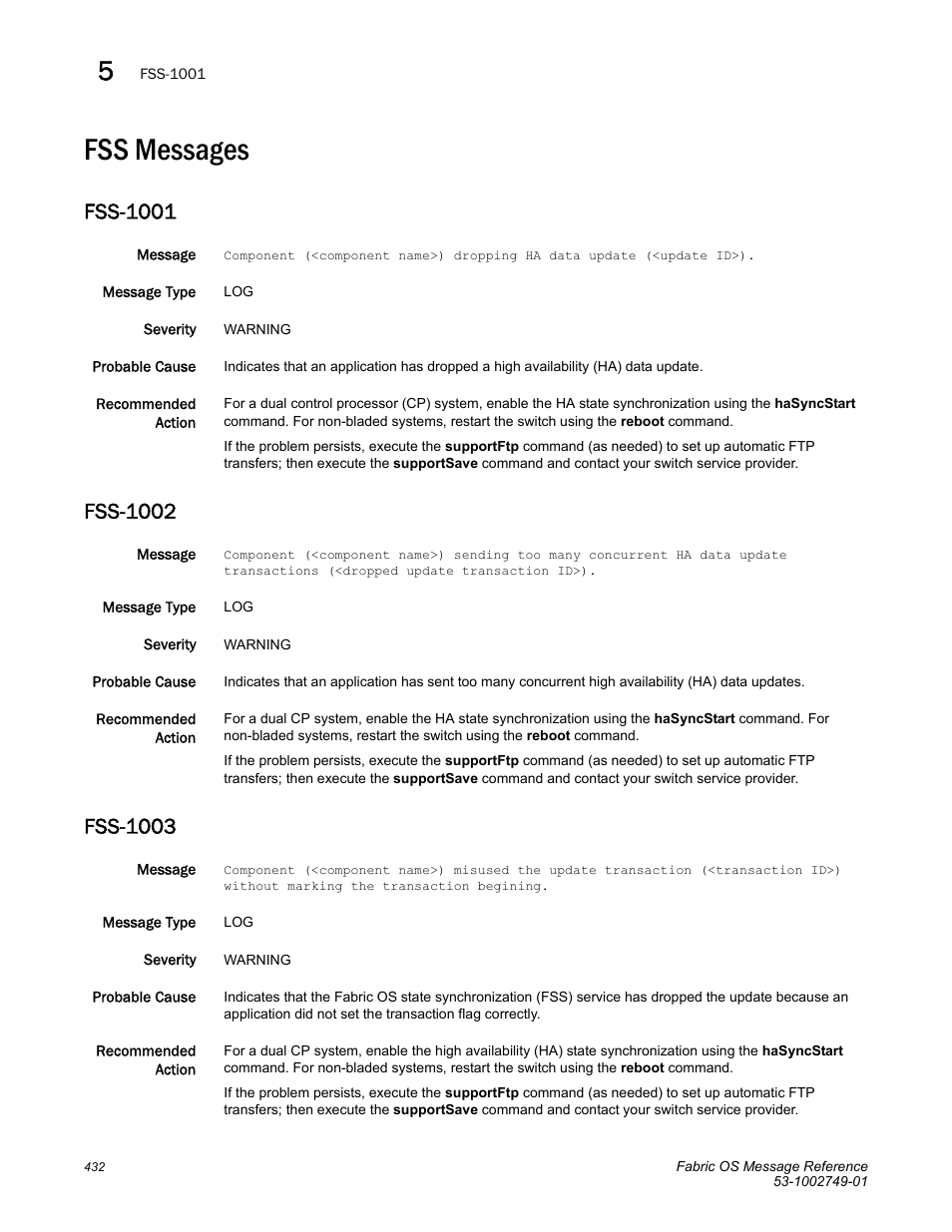 Fss messages, Fss-1001, Fss-1002 | Fss-1003 | Dell POWEREDGE M1000E User Manual | Page 454 / 934