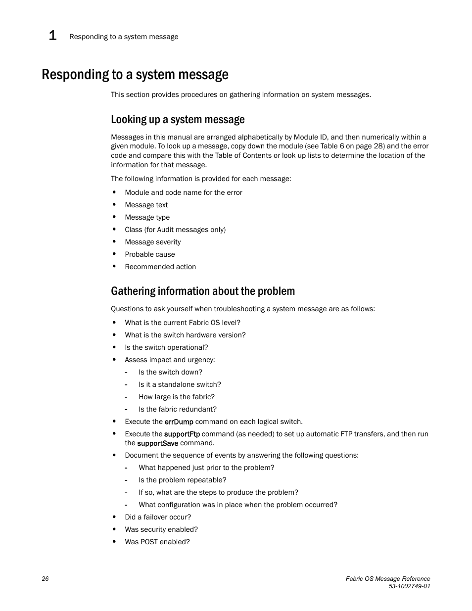 Responding to a system message, Looking up a system message, Gathering information about the problem | Dell POWEREDGE M1000E User Manual | Page 48 / 934