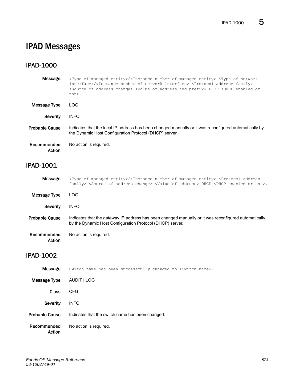 Ipad messages, Ipad-1000, Ipad-1001 | Ipad-1002 | Dell POWEREDGE M1000E User Manual | Page 595 / 934