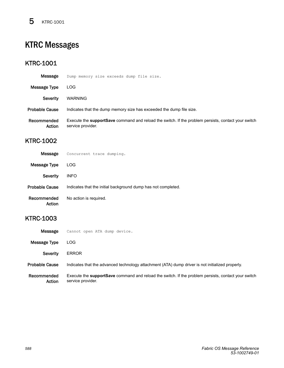 Ktrc messages, Ktrc-1001, Ktrc-1002 | Ktrc-1003 | Dell POWEREDGE M1000E User Manual | Page 610 / 934