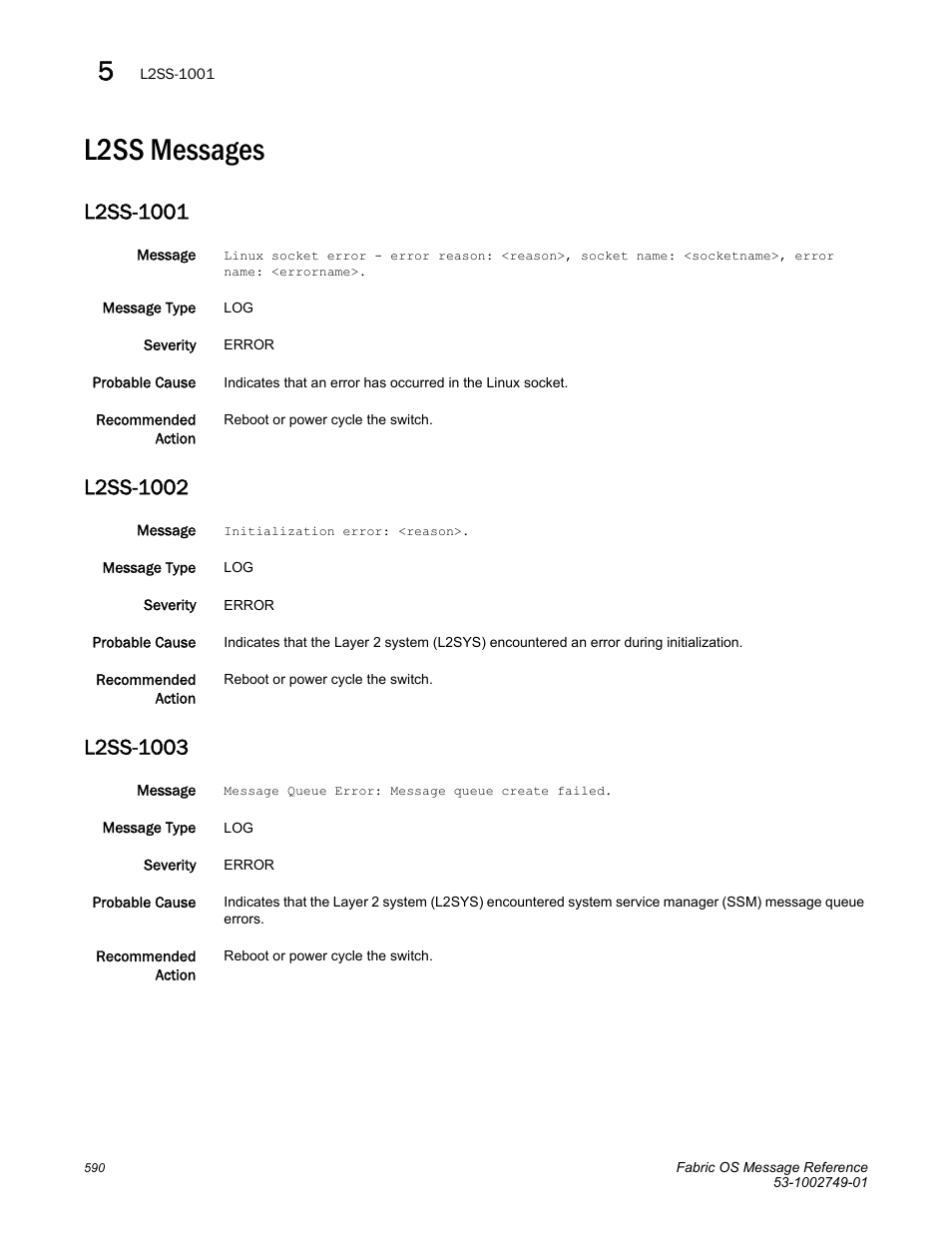 L2ss messages, L2ss-1001, L2ss-1002 | L2ss-1003 | Dell POWEREDGE M1000E User Manual | Page 612 / 934