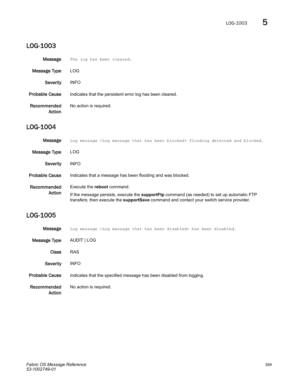 Log-1003, Log-1004, Log-1005 | Dell POWEREDGE M1000E User Manual | Page 621 / 934