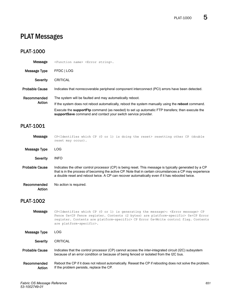 Plat messages, Plat-1000, Plat-1001 | Plat-1002 | Dell POWEREDGE M1000E User Manual | Page 673 / 934