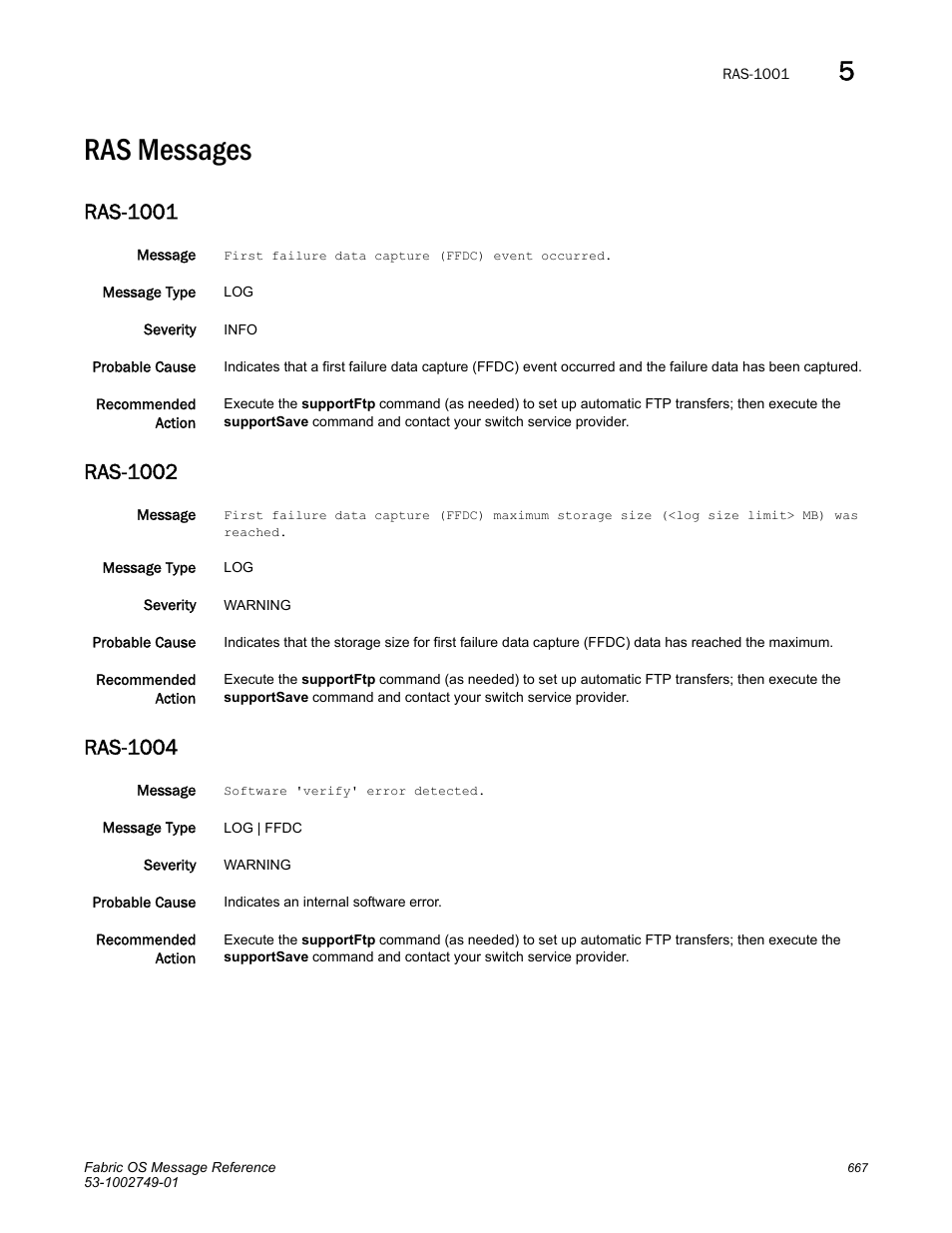 Ras messages, Ras-1001, Ras-1002 | Ras-1004 | Dell POWEREDGE M1000E User Manual | Page 689 / 934