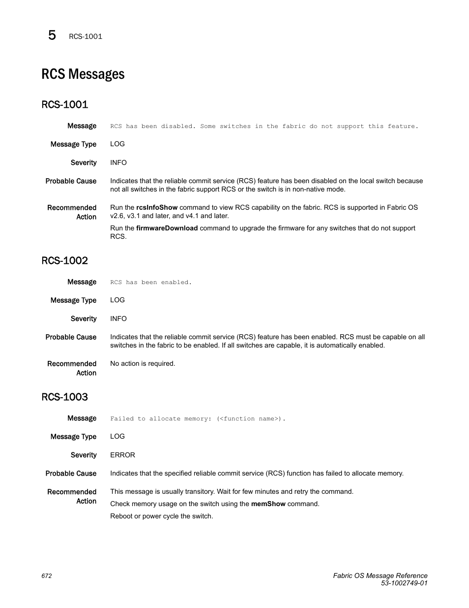 Rcs messages, Rcs-1001, Rcs-1002 | Rcs-1003 | Dell POWEREDGE M1000E User Manual | Page 694 / 934