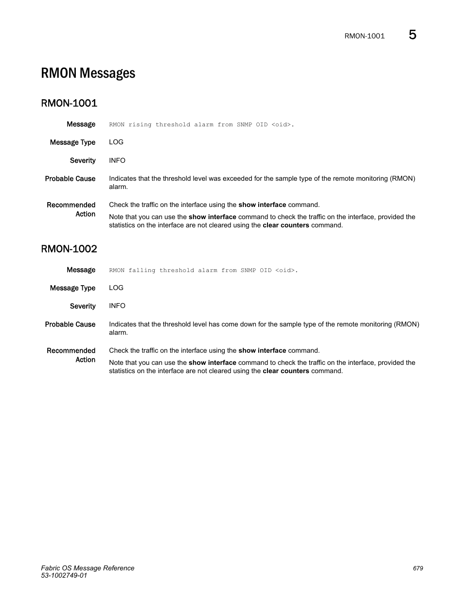 Rmon messages, Rmon-1001, Rmon-1002 | Dell POWEREDGE M1000E User Manual | Page 701 / 934