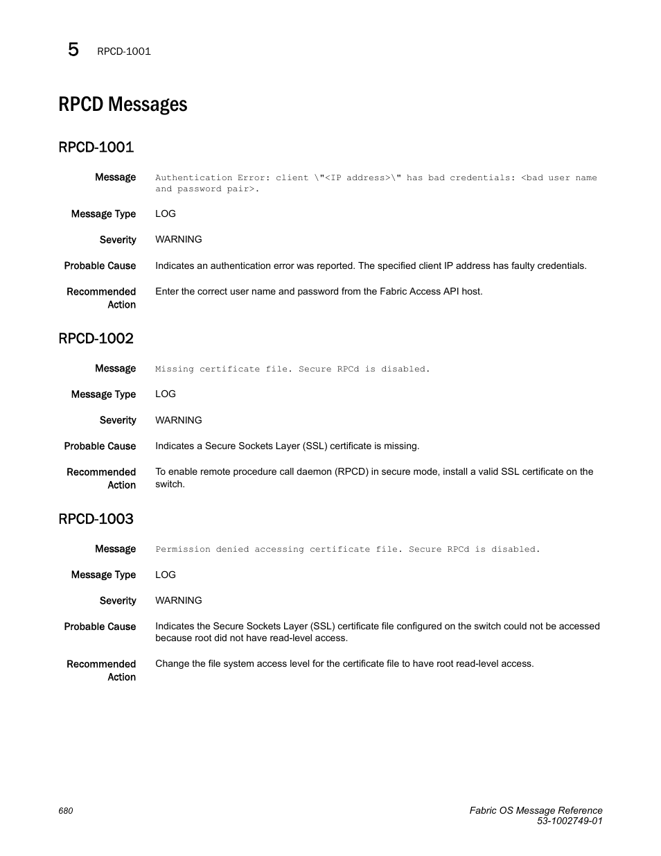 Rpcd messages, Rpcd-1001, Rpcd-1002 | Rpcd-1003 | Dell POWEREDGE M1000E User Manual | Page 702 / 934