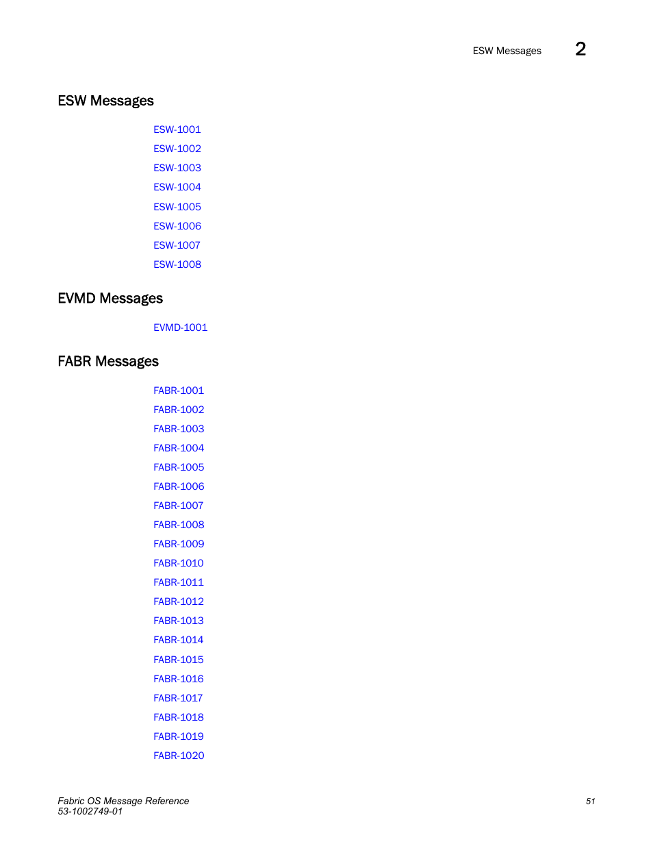 Esw messages, Evmd messages, Fabr messages | Dell POWEREDGE M1000E User Manual | Page 73 / 934