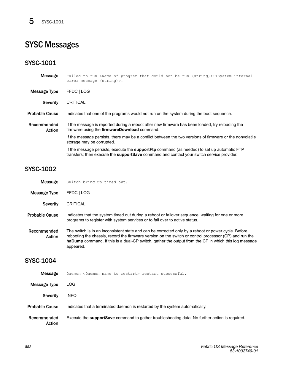 Sysc messages, Sysc-1001, Sysc-1002 | Sysc-1004 | Dell POWEREDGE M1000E User Manual | Page 874 / 934