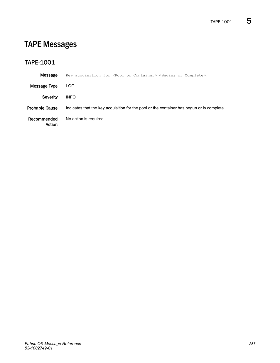 Tape messages, Tape-1001 | Dell POWEREDGE M1000E User Manual | Page 879 / 934
