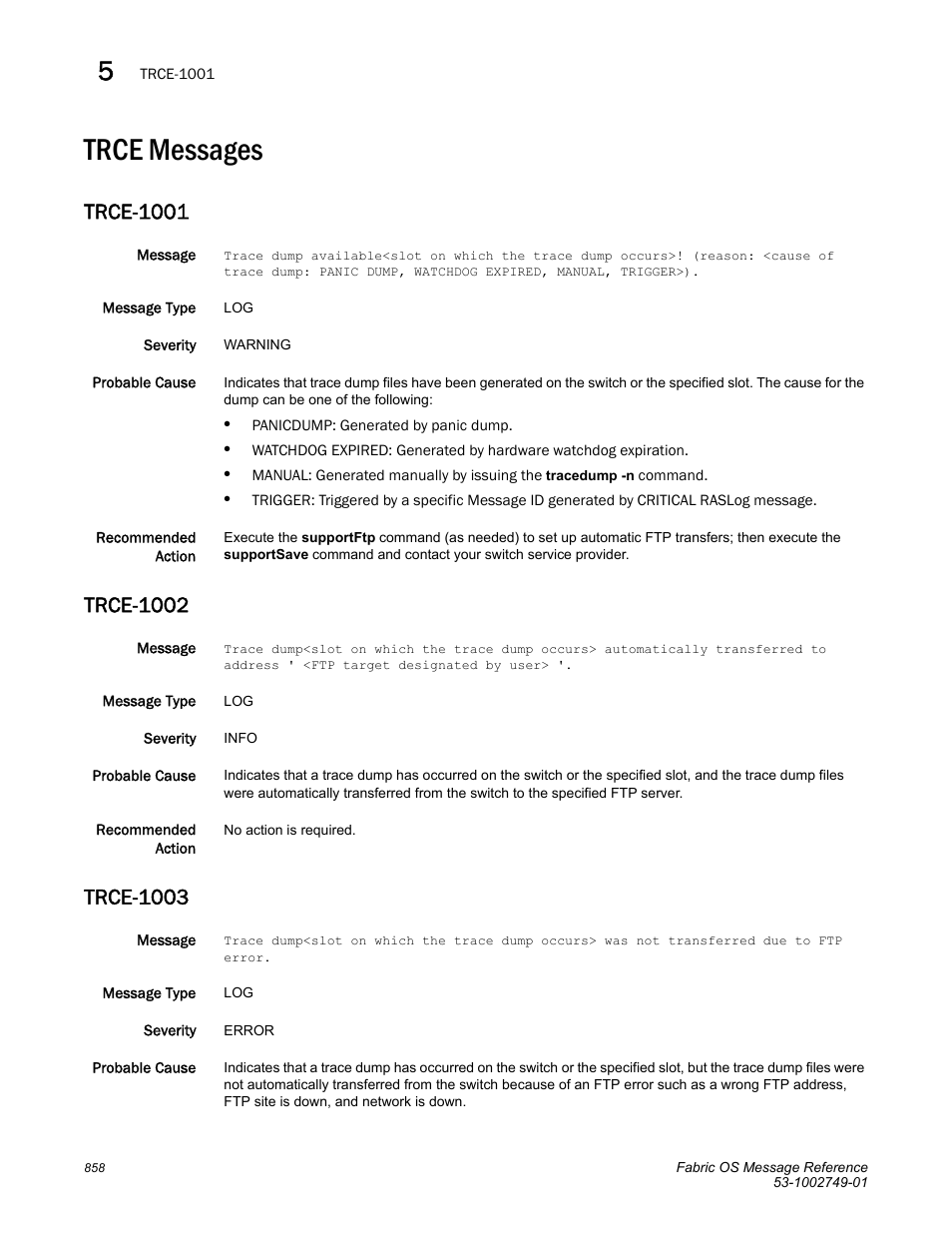 Trce messages, Trce-1001, Trce-1002 | Trce-1003 | Dell POWEREDGE M1000E User Manual | Page 880 / 934