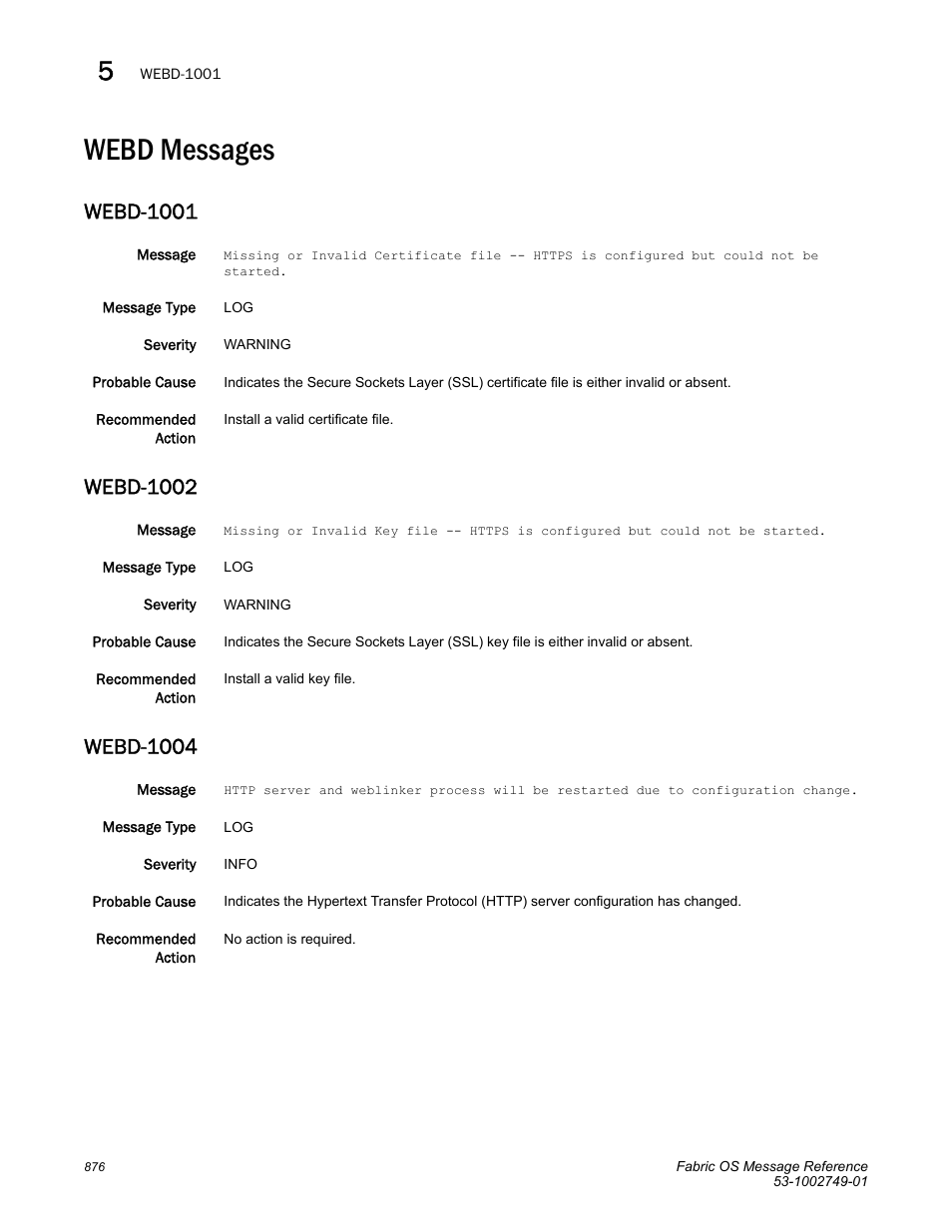 Webd messages, Webd-1001, Webd-1002 | Webd-1004 | Dell POWEREDGE M1000E User Manual | Page 898 / 934
