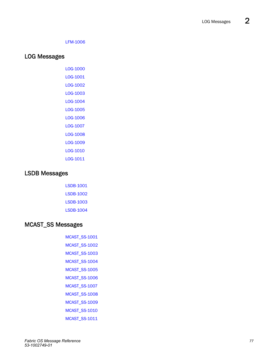 Log messages, Lsdb messages, Mcast_ss messages | Dell POWEREDGE M1000E User Manual | Page 99 / 934