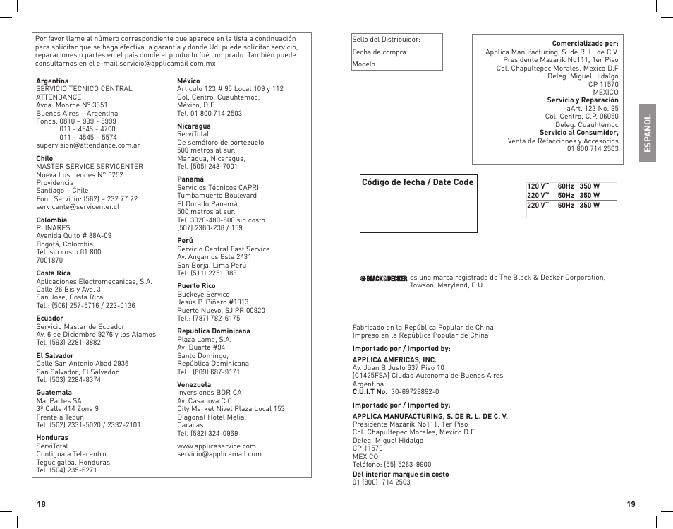 Black & Decker FP1336 User Manual | Page 10 / 11