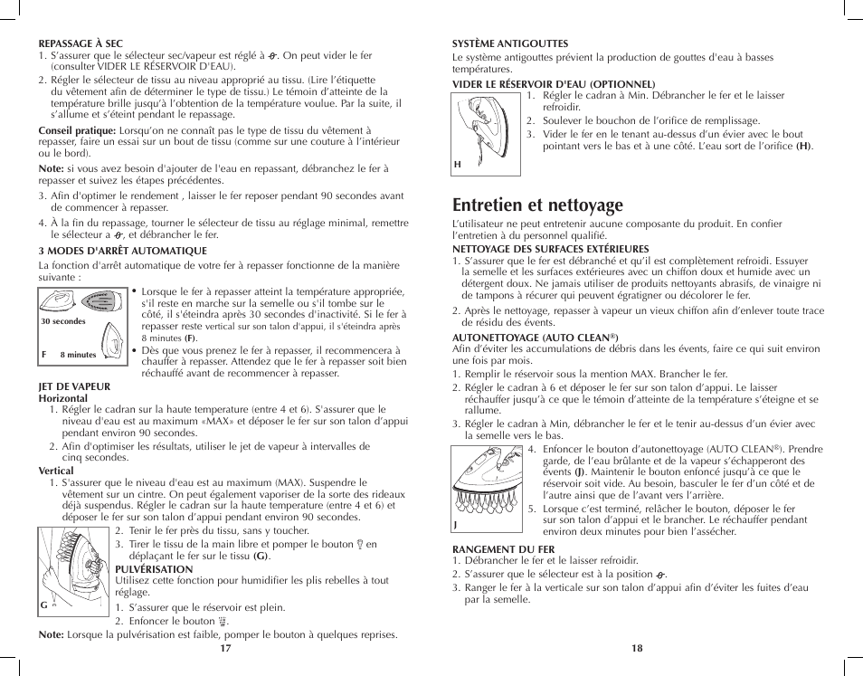 Entretien et nettoyage | Black & Decker SteamXpress AS200 User Manual | Page 10 / 13