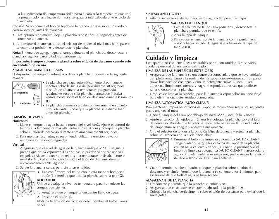 Cuidado y limpieza | Black & Decker SteamXpress AS200 User Manual | Page 7 / 13