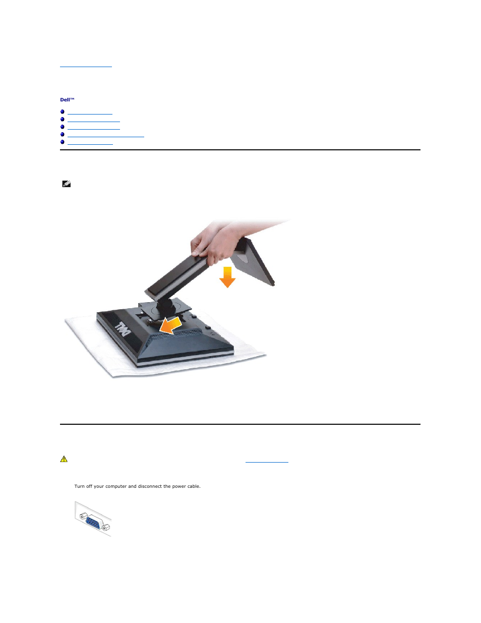 Setting up the monitor, Attaching the stand, Connecting your monitor | Dell 2209WA Monitor User Manual | Page 28 / 35
