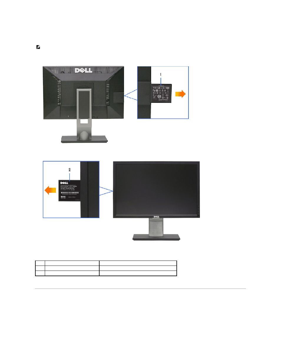 Label card view, Side view | Dell 2209WA Monitor User Manual | Page 5 / 35