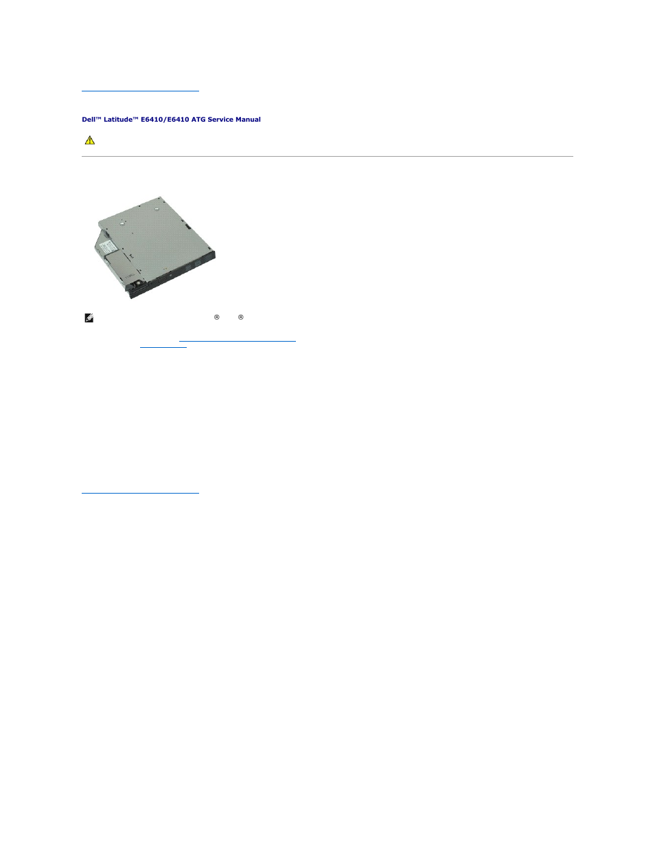 Optical drive, Removing the optical drive, Replacing the optical drive | Dell Latitude E6410 User Manual | Page 40 / 52