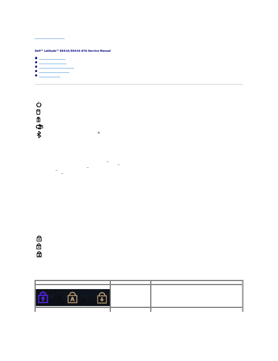 Diagnostics, Device status lights battery status lights, Battery charge and health | Keyboard status lights, Led error codes | Dell Latitude E6410 User Manual | Page 7 / 52