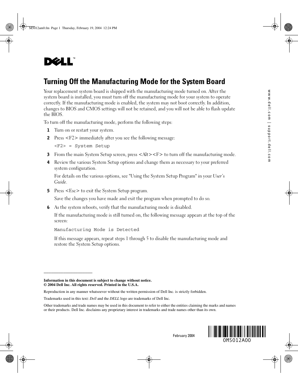 Dell PowerEdge 750 User Manual | 1 page