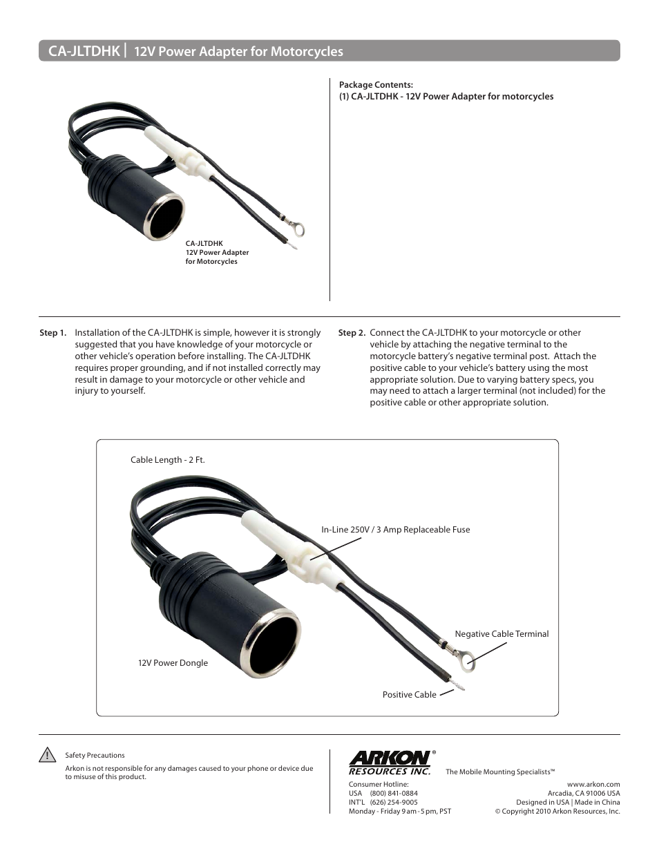 Arkon CA-JLTDHK User Manual | 1 page