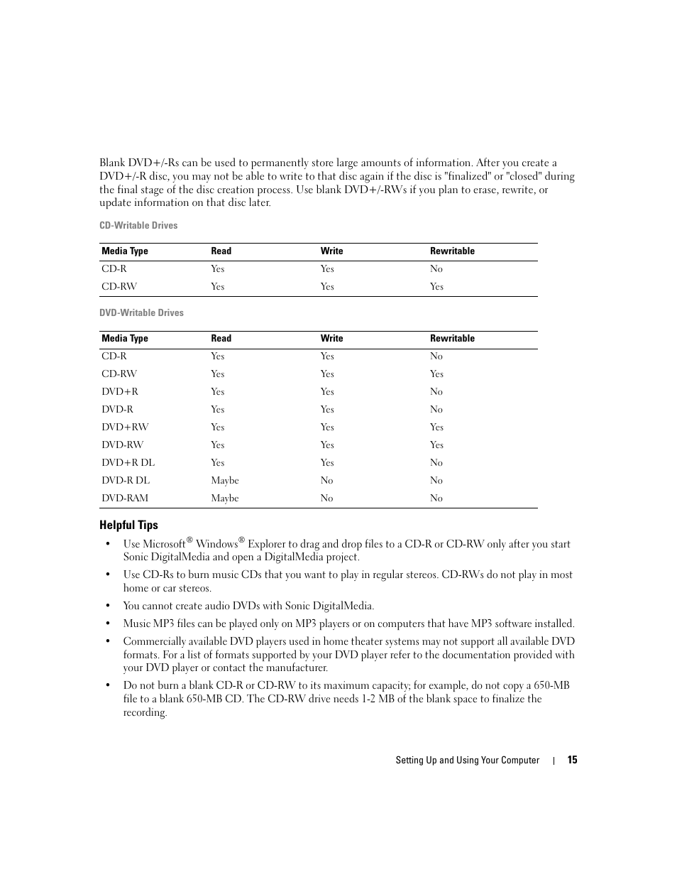 Helpful tips | Dell Dimension 3000 User Manual | Page 15 / 110