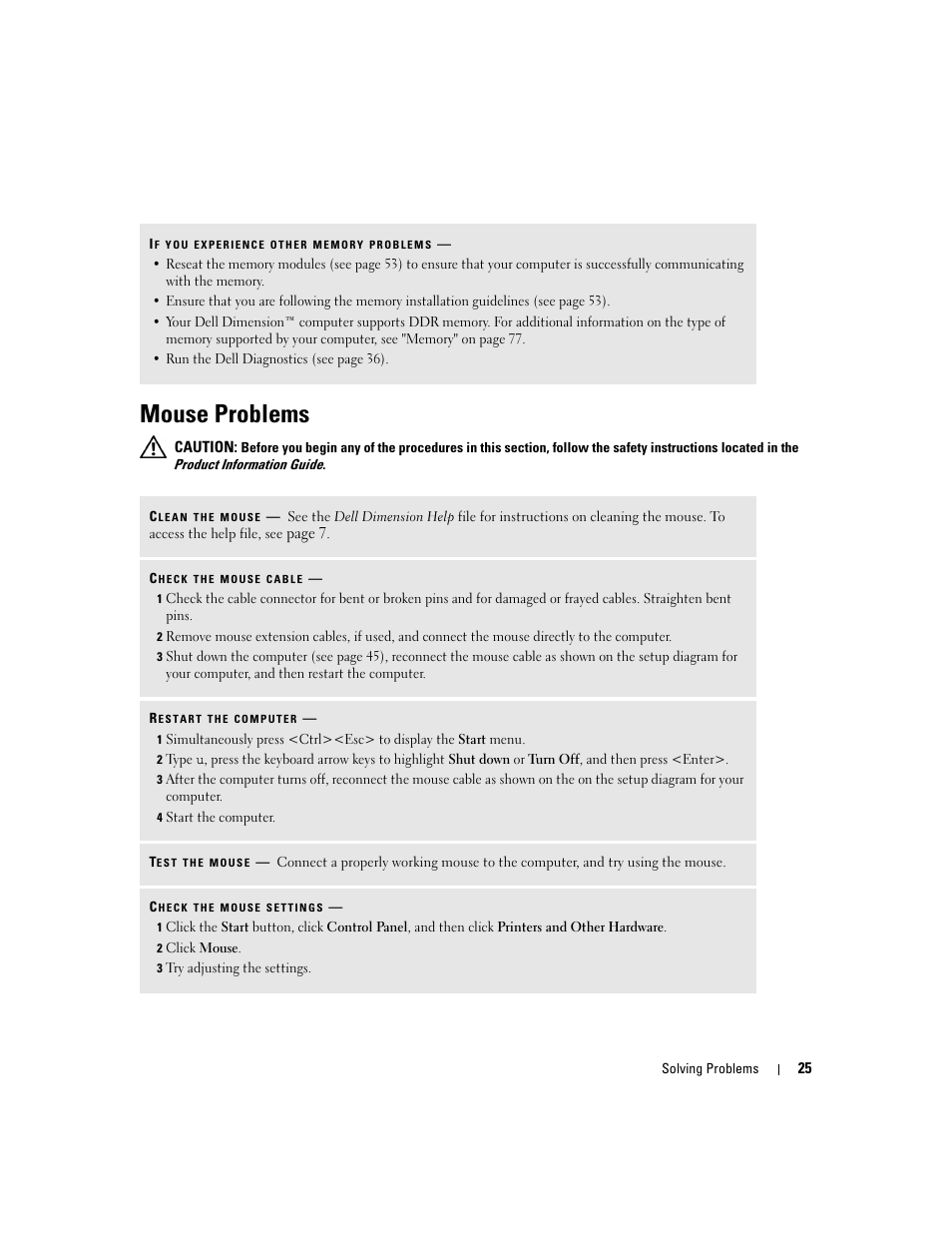 Mouse problems | Dell Dimension 3000 User Manual | Page 25 / 110