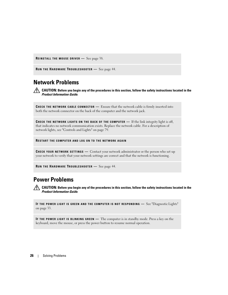 Network problems, Power problems, The program that you ar | Dell Dimension 3000 User Manual | Page 26 / 110