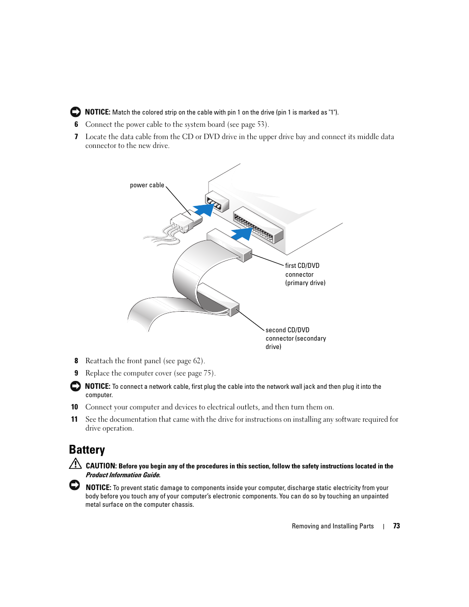 Battery | Dell Dimension 3000 User Manual | Page 73 / 110