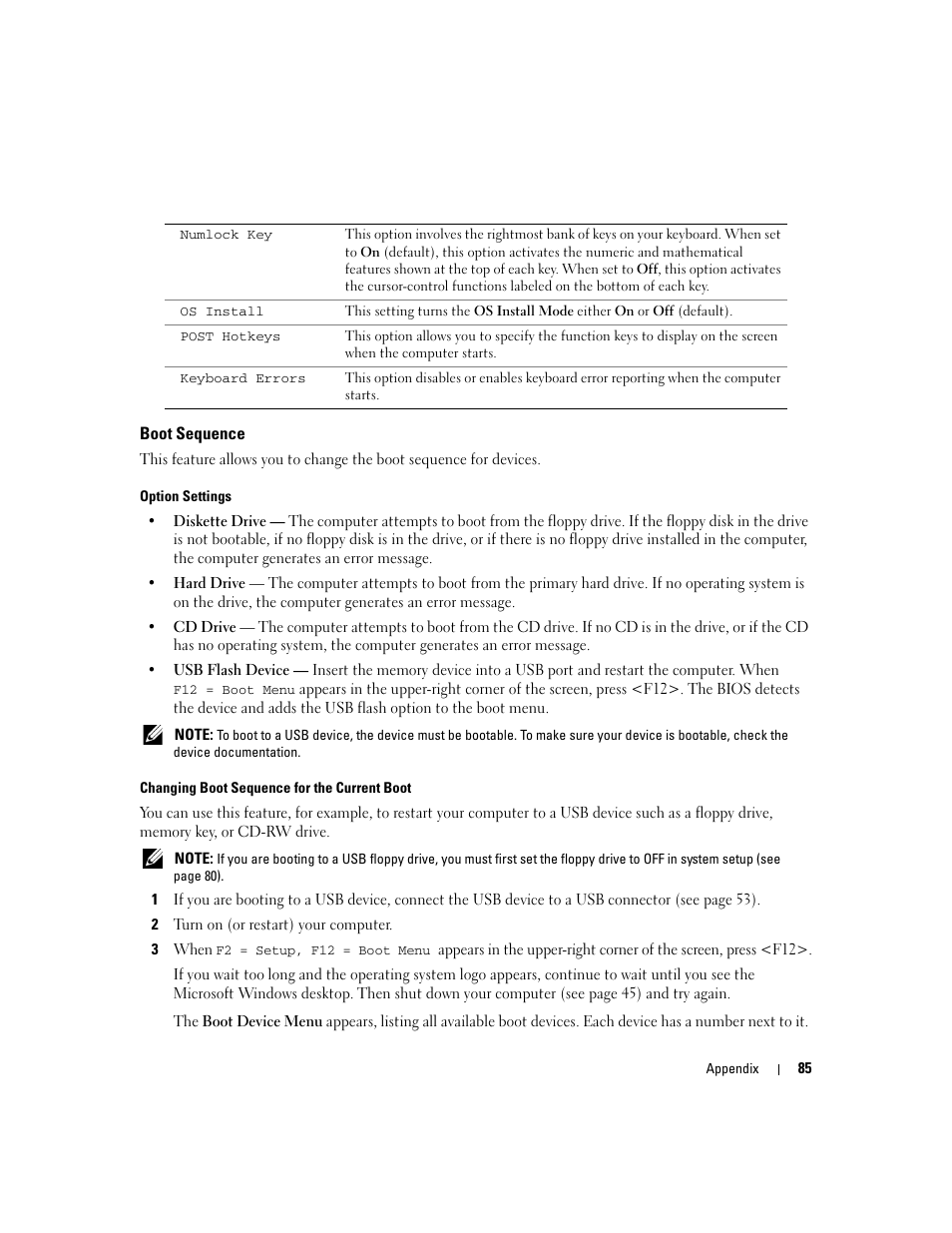 Boot sequence | Dell Dimension 3000 User Manual | Page 85 / 110