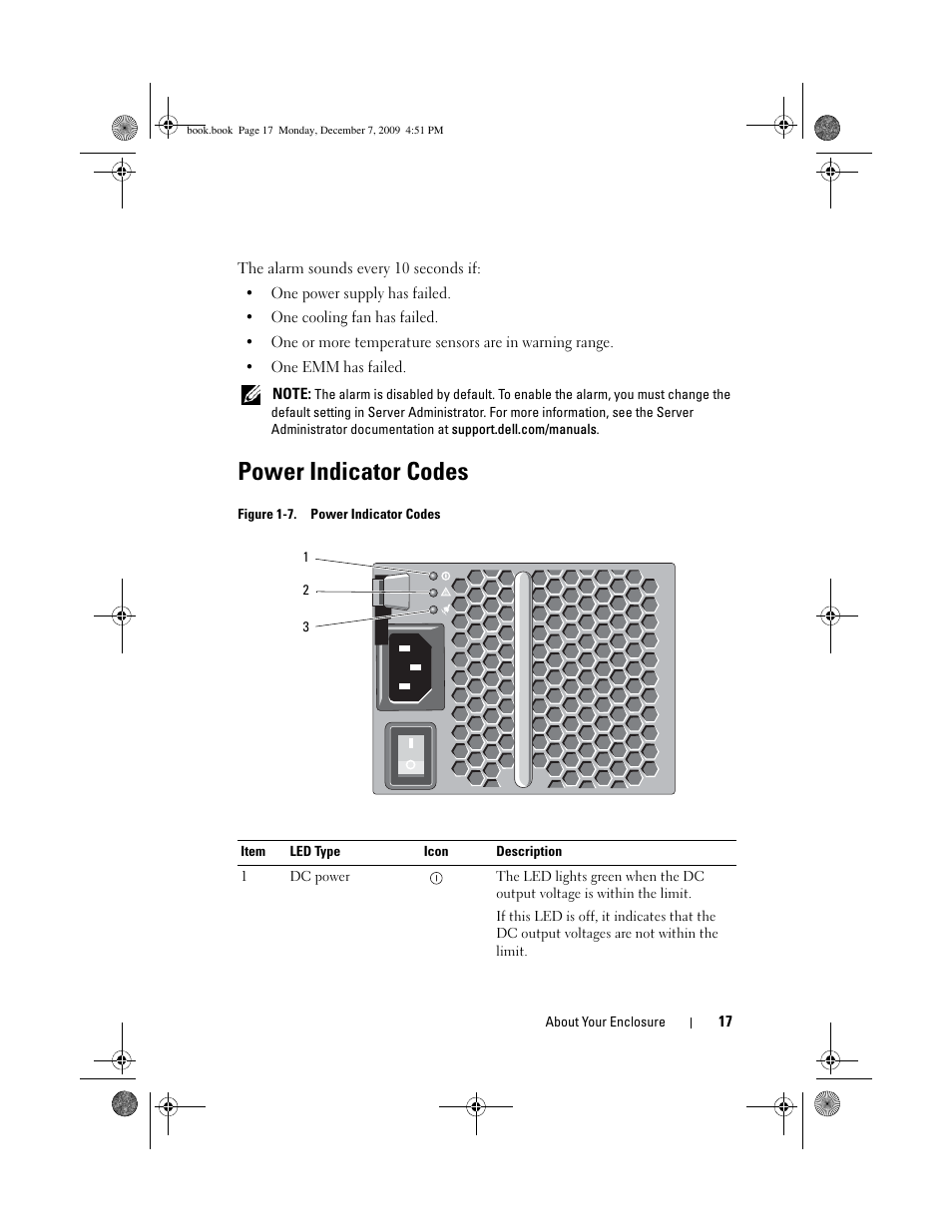 Power indicator codes | Dell PowerVault MD1220 User Manual | Page 17 / 70