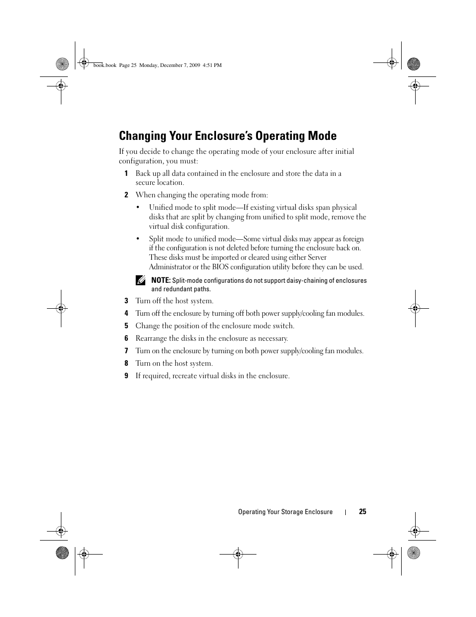 Changing your enclosure’s operating mode | Dell PowerVault MD1220 User Manual | Page 25 / 70