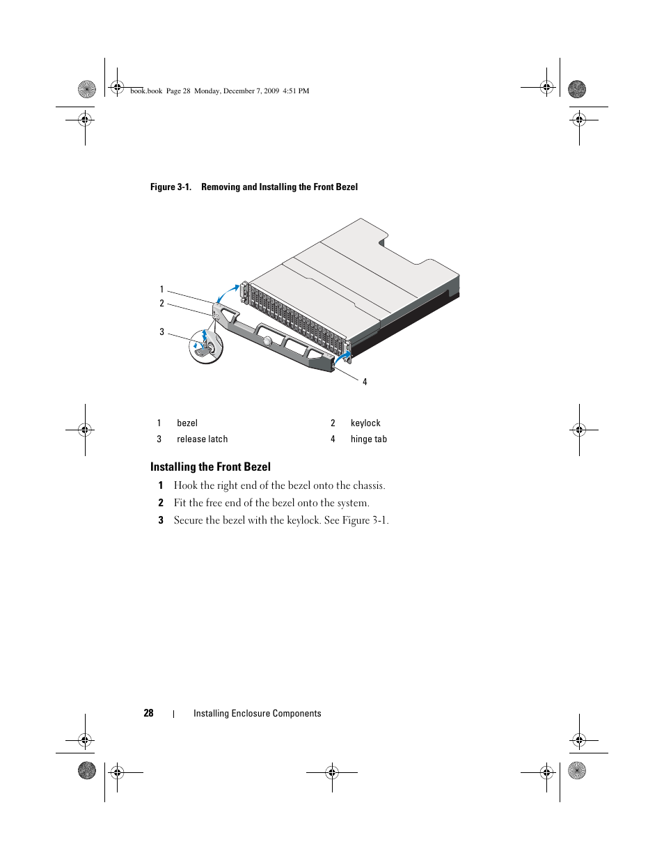 Installing the front bezel | Dell PowerVault MD1220 User Manual | Page 28 / 70