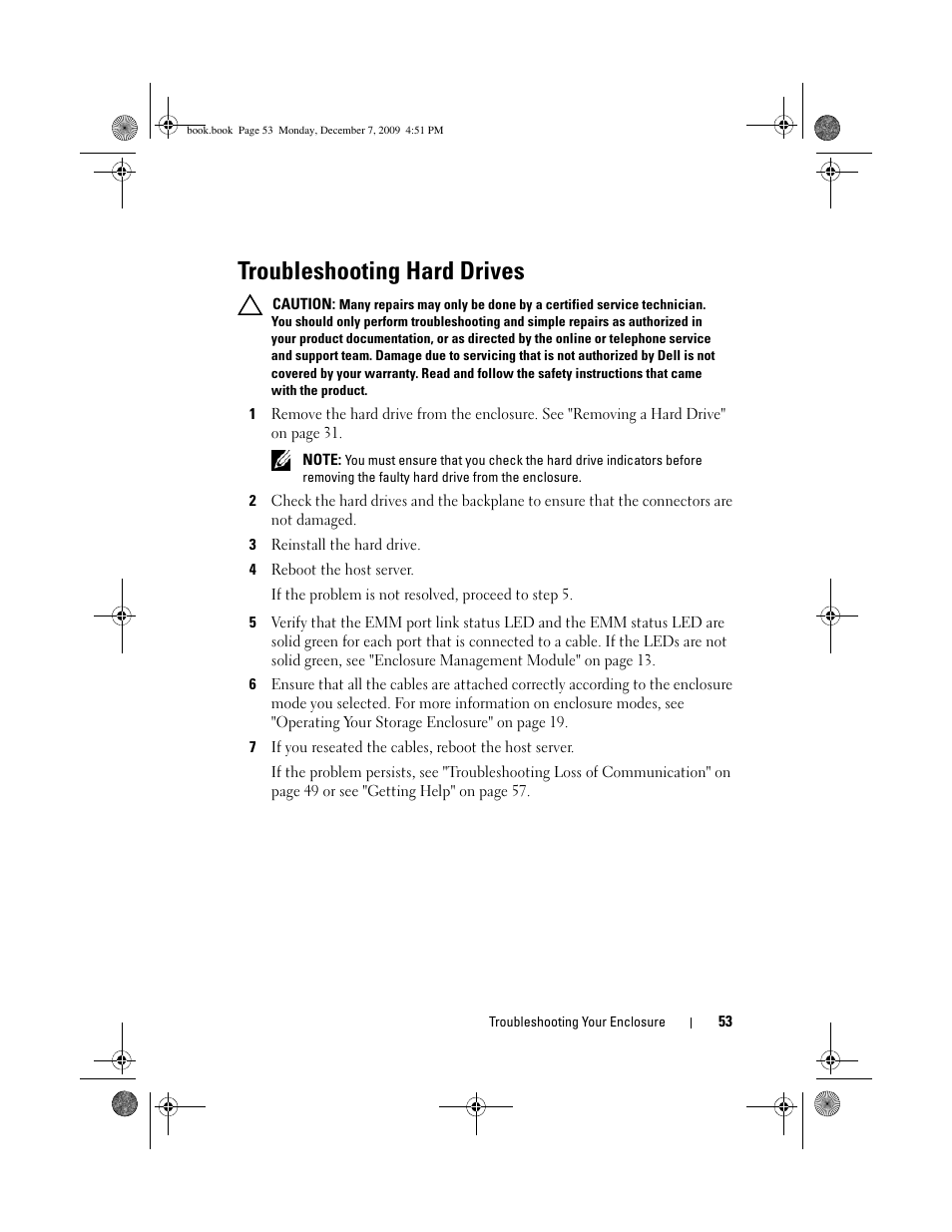 Troubleshooting hard drives | Dell PowerVault MD1220 User Manual | Page 53 / 70