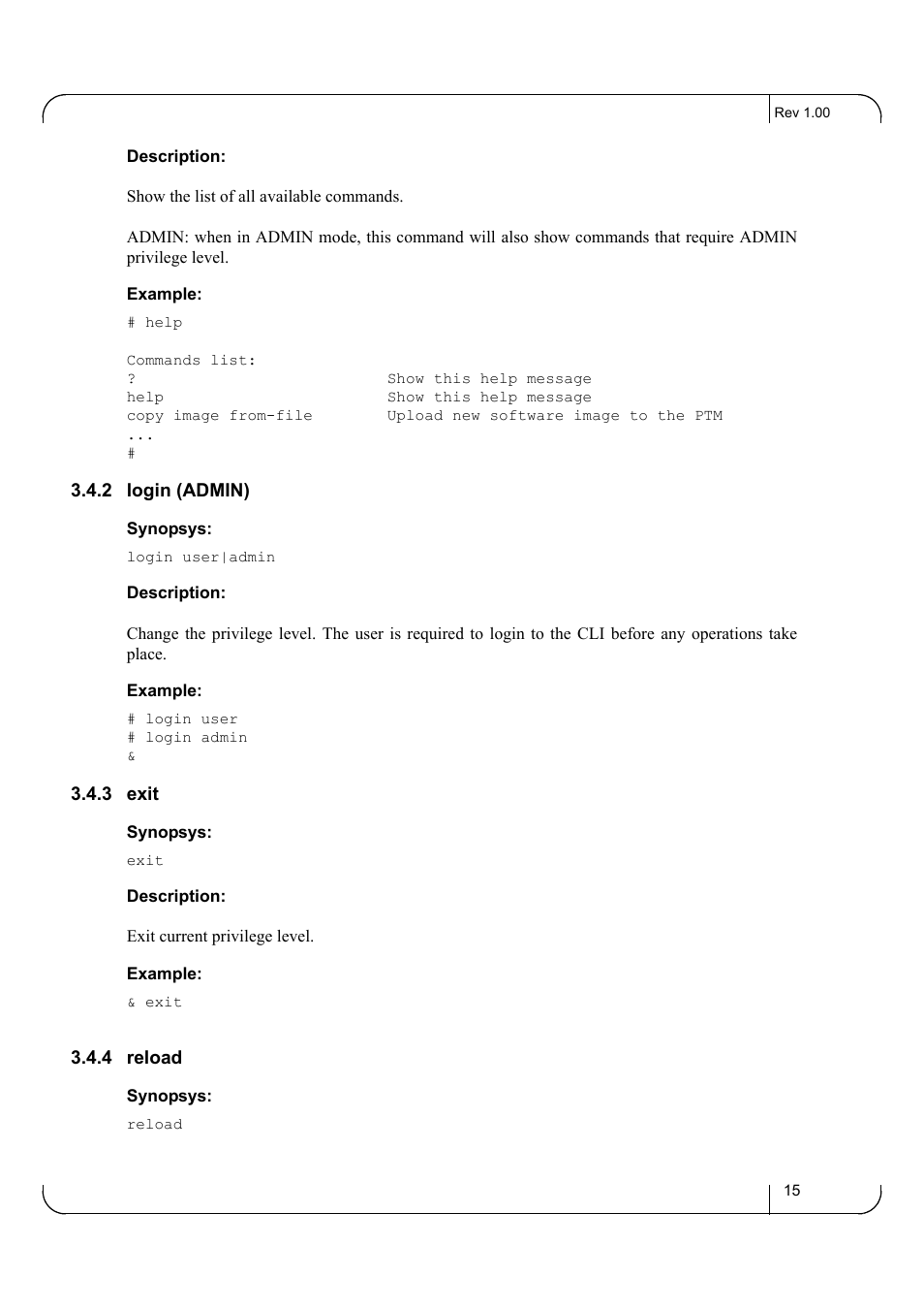 2 login (admin), 3 exit, 4 reload | 2 login (admin) 3.4.3 exit 3.4.4 reload | Dell POWEREDGE M1000E User Manual | Page 15 / 25