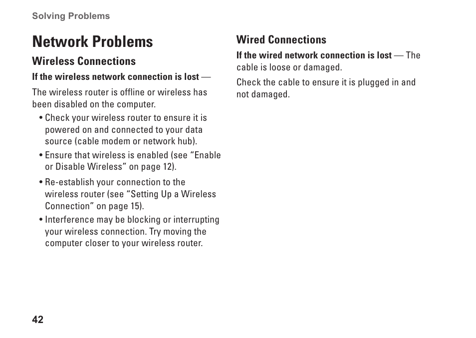 Network problems | Dell Inspiron 15 (N5030, Mid 2010) User Manual | Page 44 / 90