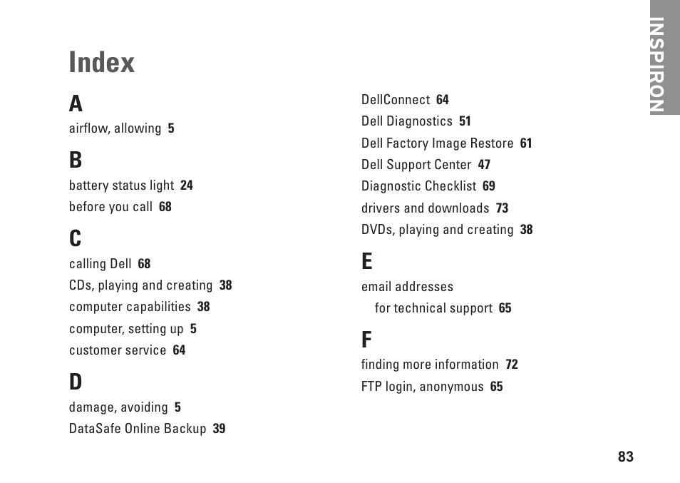 Index | Dell Inspiron 15 (N5030, Mid 2010) User Manual | Page 85 / 90