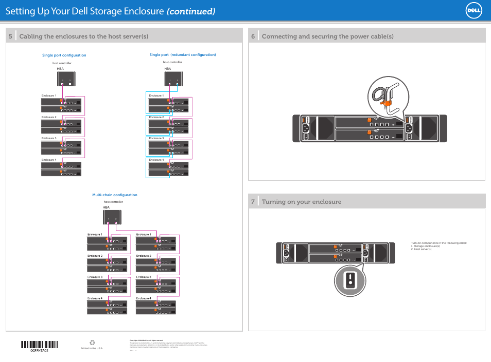 Setting up your dell storage enclosure, Continued) | Dell Storage MD1400 User Manual | Page 2 / 2