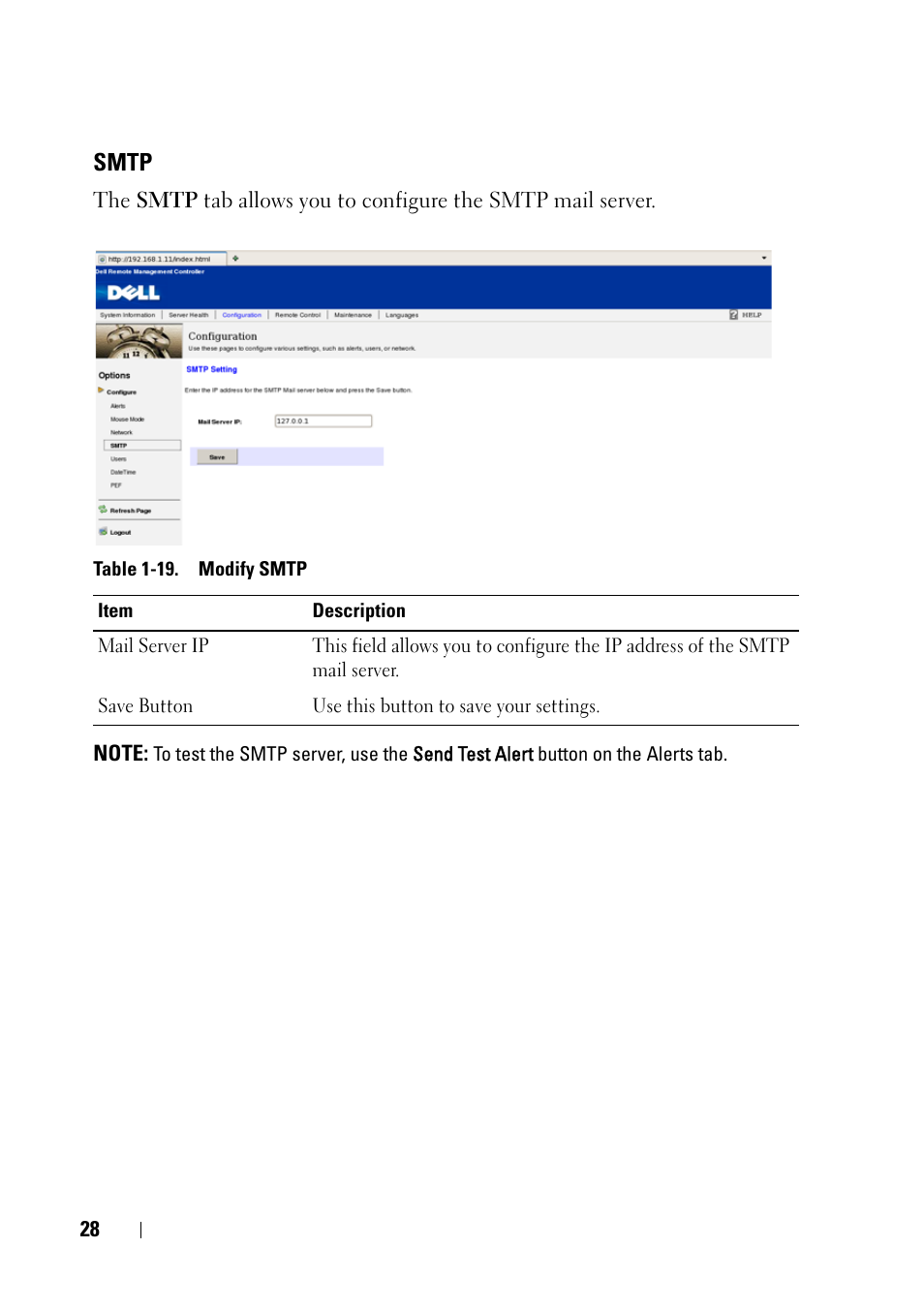 Smtp | Dell POWEREDGE C6105 User Manual | Page 28 / 68