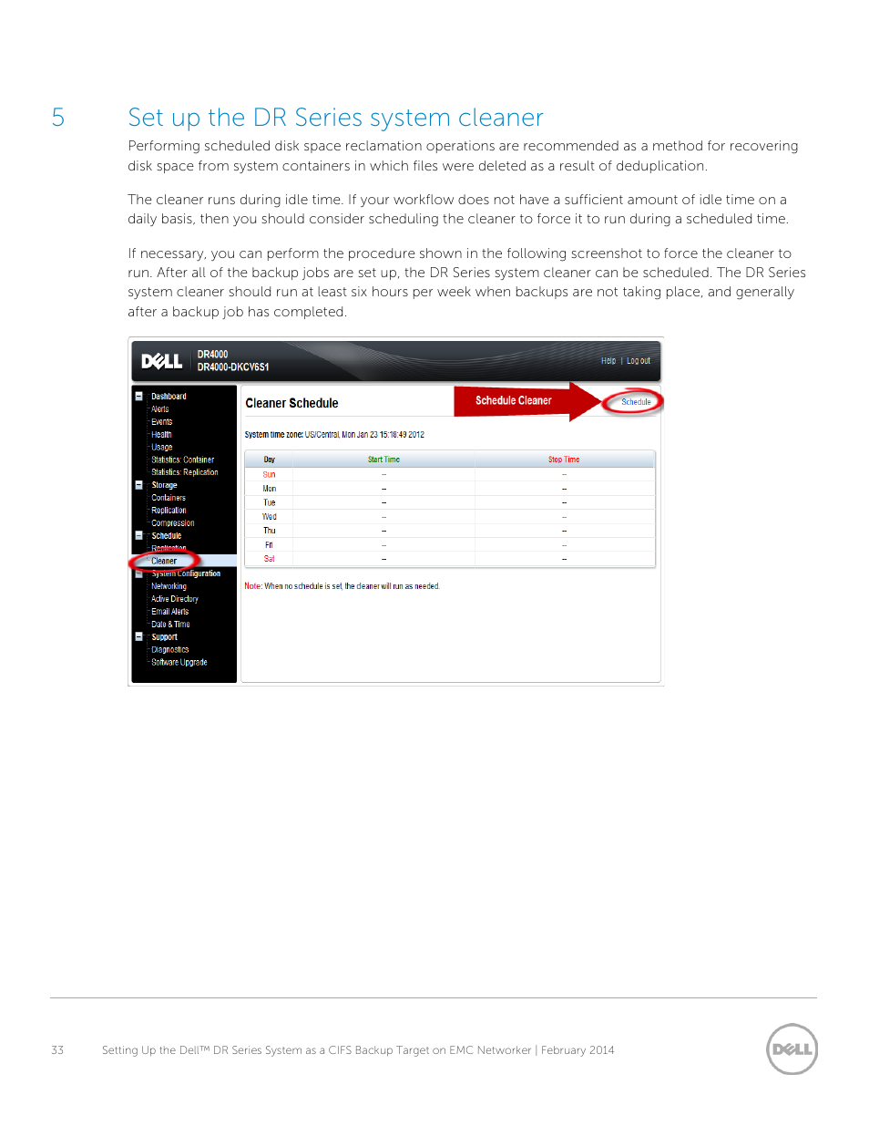 5 set up the dr series system cleaner, 5set up the dr series system cleaner | Dell DR4000 User Manual | Page 33 / 34