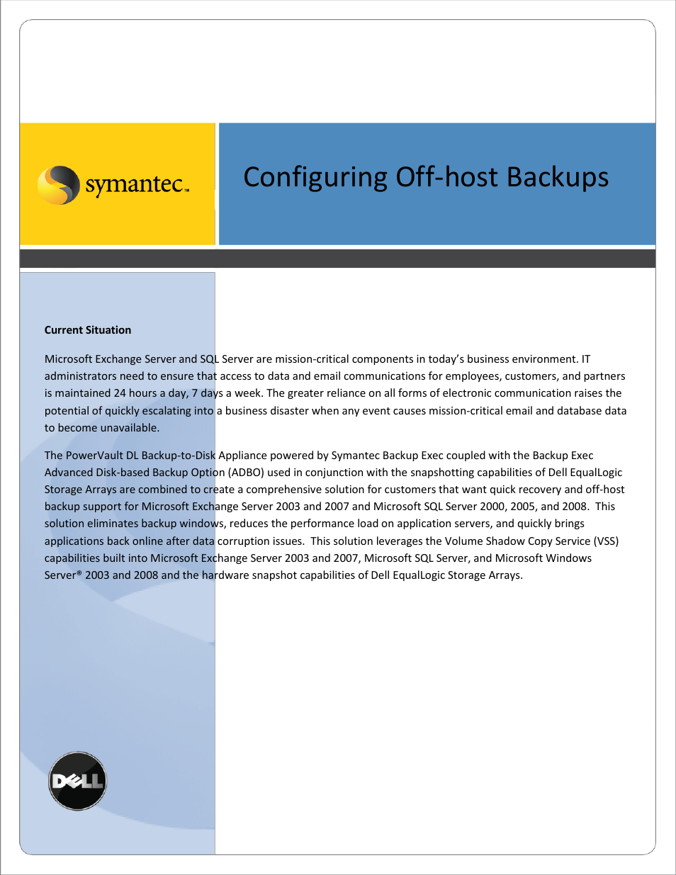 Configuring off-host backups | Dell PowerVault DL2100 User Manual | Page 2 / 25