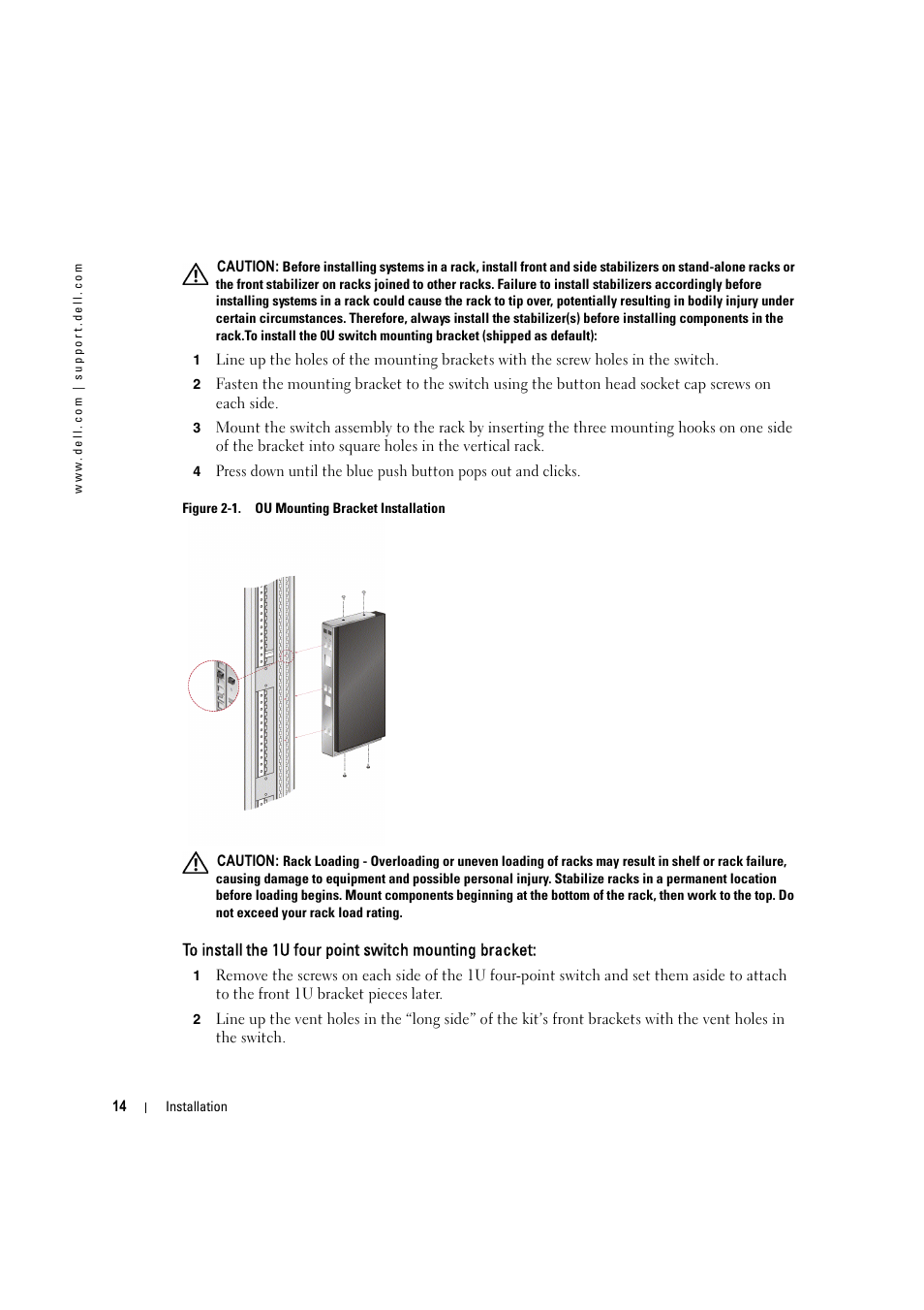 Figure 2-1, Ou mounting bracket installation | Dell KVM 180AS User Manual | Page 14 / 60
