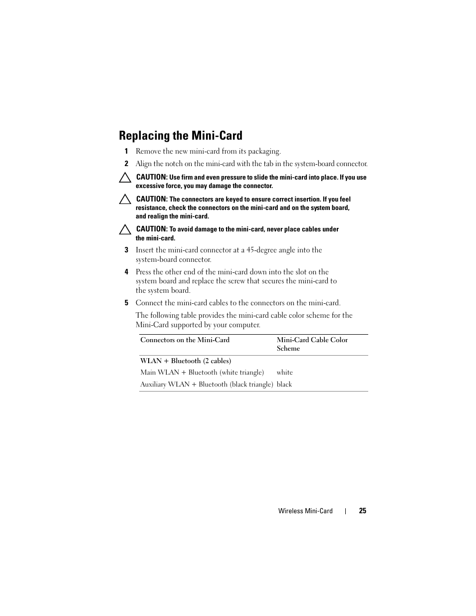 Replacing the mini-card | Dell XPS 13 (L322X, Early 2013) User Manual | Page 25 / 74