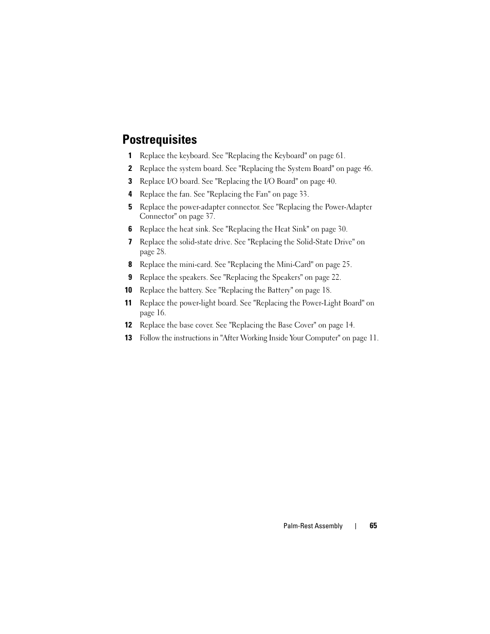 Postrequisites | Dell XPS 13 (L322X, Early 2013) User Manual | Page 65 / 74