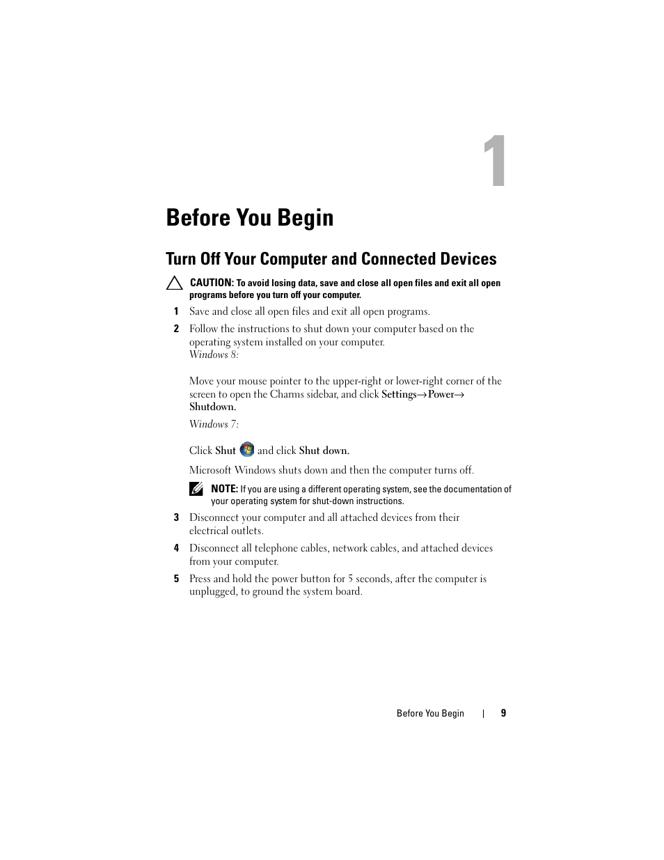Before you begin, Turn off your computer and connected devices | Dell XPS 13 (L322X, Early 2013) User Manual | Page 9 / 74