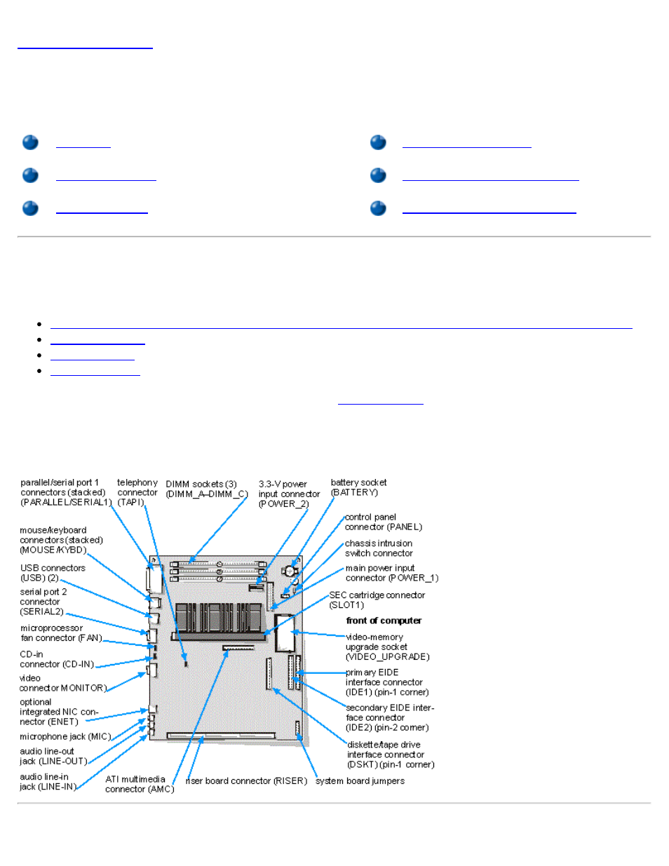 Installing system board options, Overview | Dell OptiPlex GX1 User Manual | Page 61 / 103