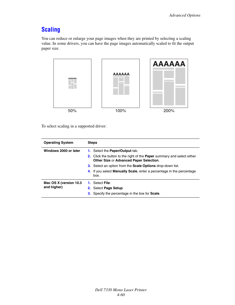 Scaling, Scaling -60 | Dell 7330dn Mono Laser Printer User Manual | Page 119 / 229